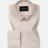 Prascot Cream Check Oxford Cotton Shirt