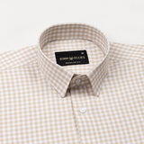 Prascot Cream Check Oxford Cotton Shirt