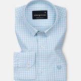 Prascot Sky Blue Check Oxford Cotton Shirt