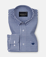 Prascot Navy Blue Check Oxford Cotton Shirt