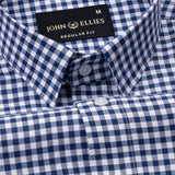 Prascot Navy Blue Check Oxford Cotton Shirt