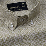 Parcore Olive Check Button Down Linen Cotton Shirt - John Ellies