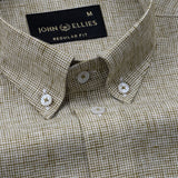 Parcore Olive Check Button Down Linen Cotton Shirt - John Ellies