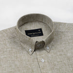 Parcore Olive Check Button Down Linen Cotton Shirt - John Ellies