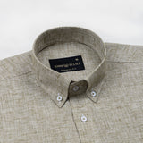 Parcore Olive Check Button Down Linen Cotton Shirt - John Ellies