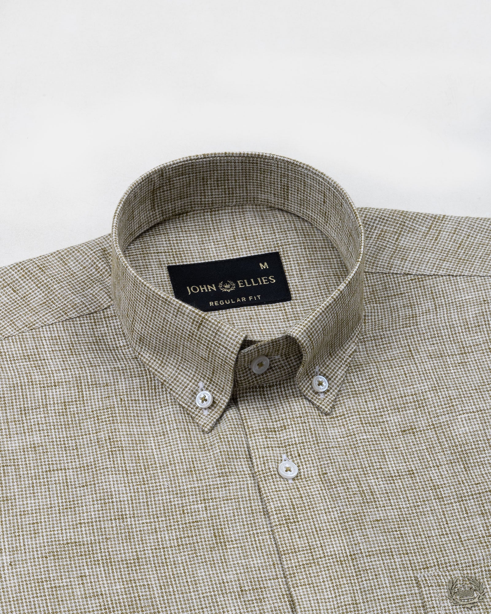 Parcore Olive Check Button Down Linen Cotton Shirt - John Ellies
