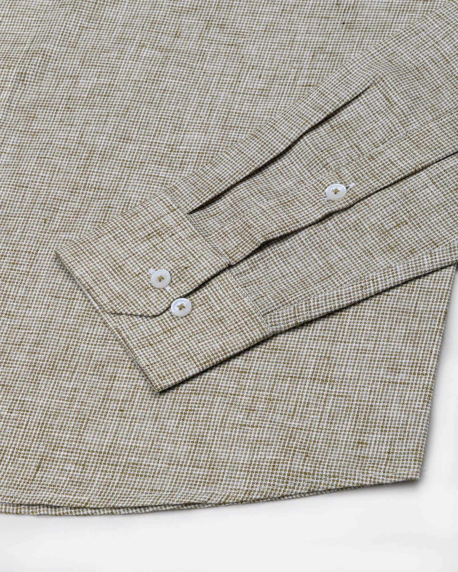 Parcore Olive Check Button Down Linen Cotton Shirt - John Ellies