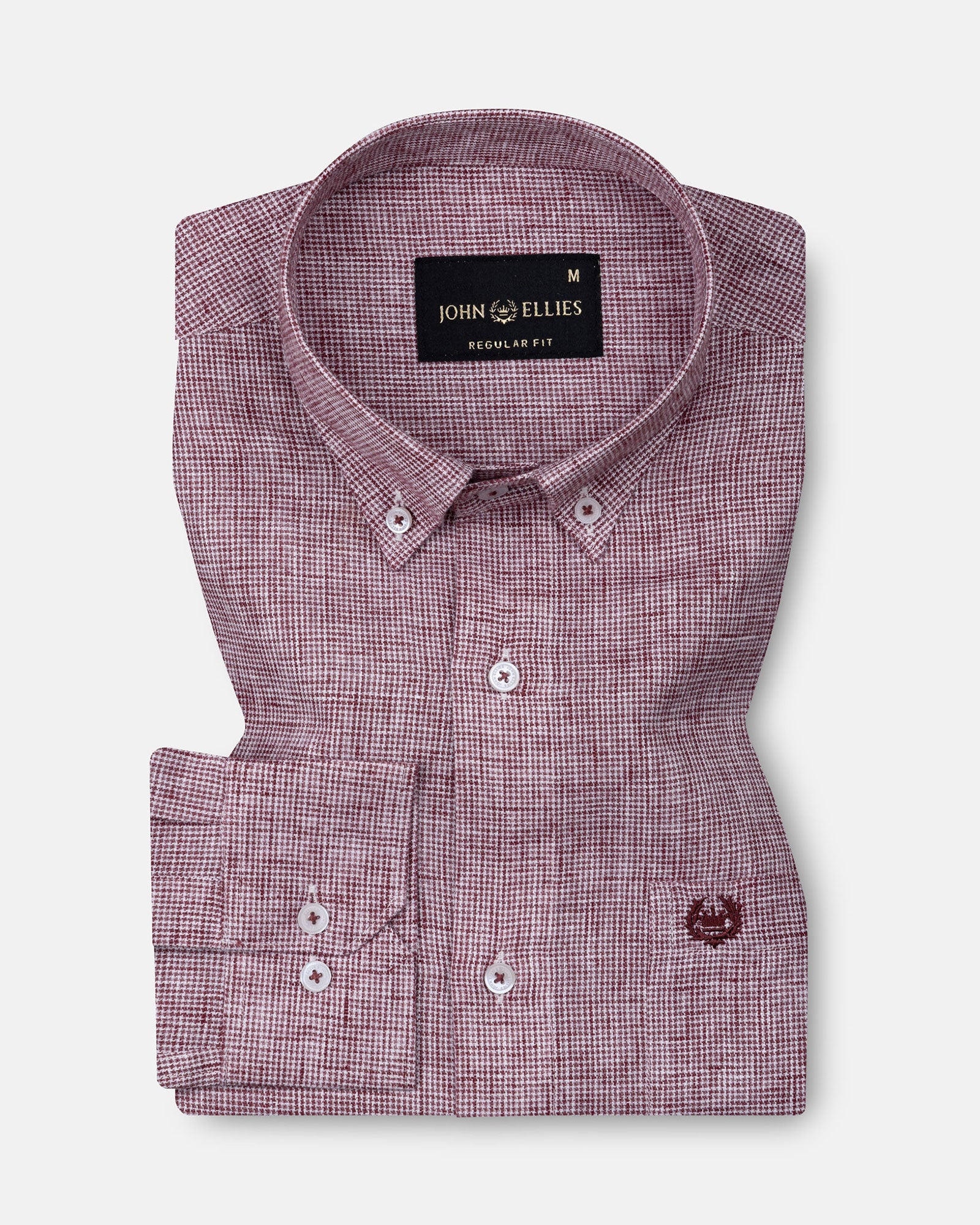 Parcore Maroon Check Button Down Linen Cotton Shirt - John Ellies