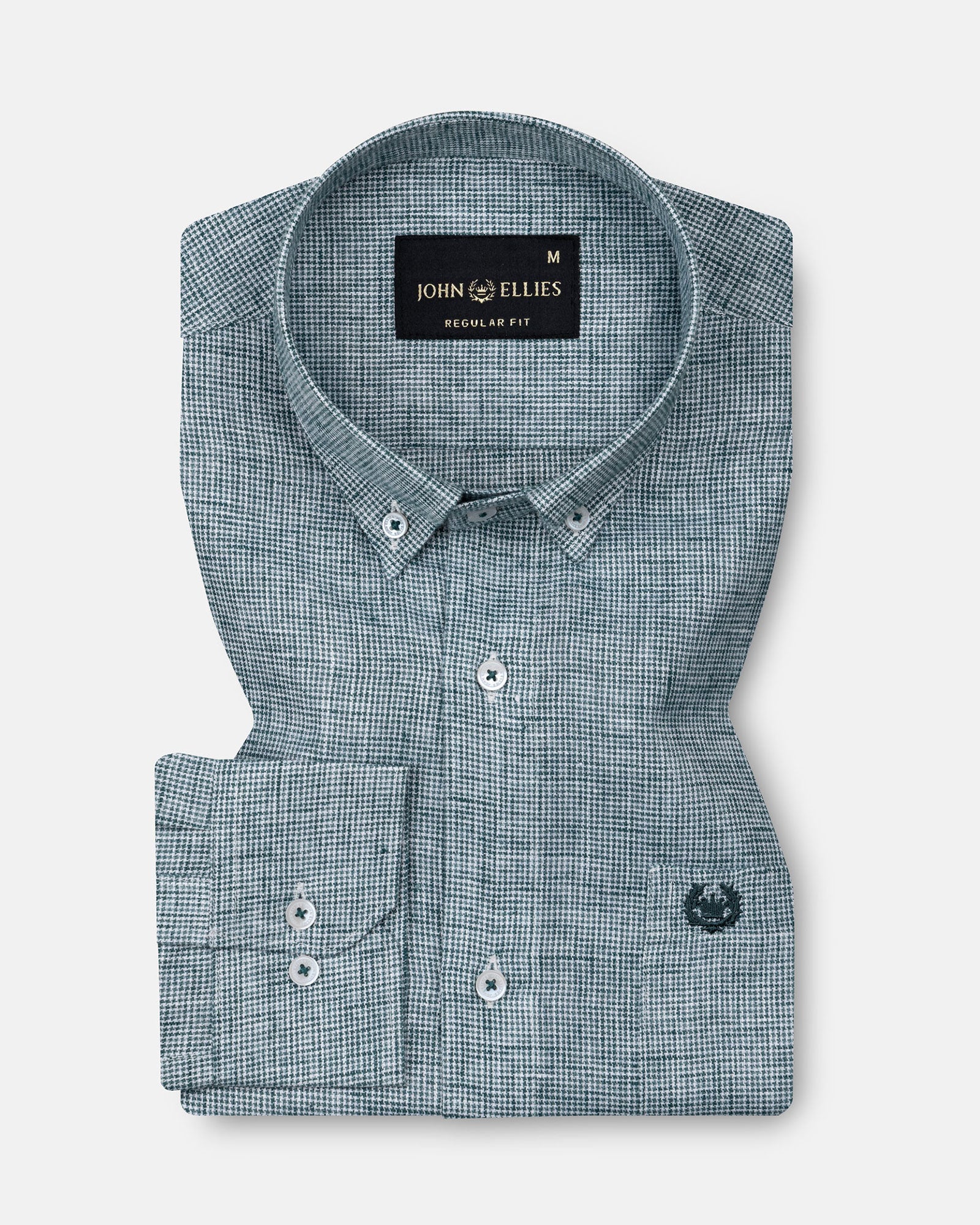Parcore Green Check Button Down Linen Cotton Shirt - John Ellies