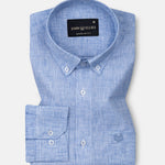 Parcore Blue Check Button Down Linen Cotton Shirt - John Ellies