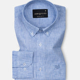 Parcore Blue Check Button Down Linen Cotton Shirt - John Ellies