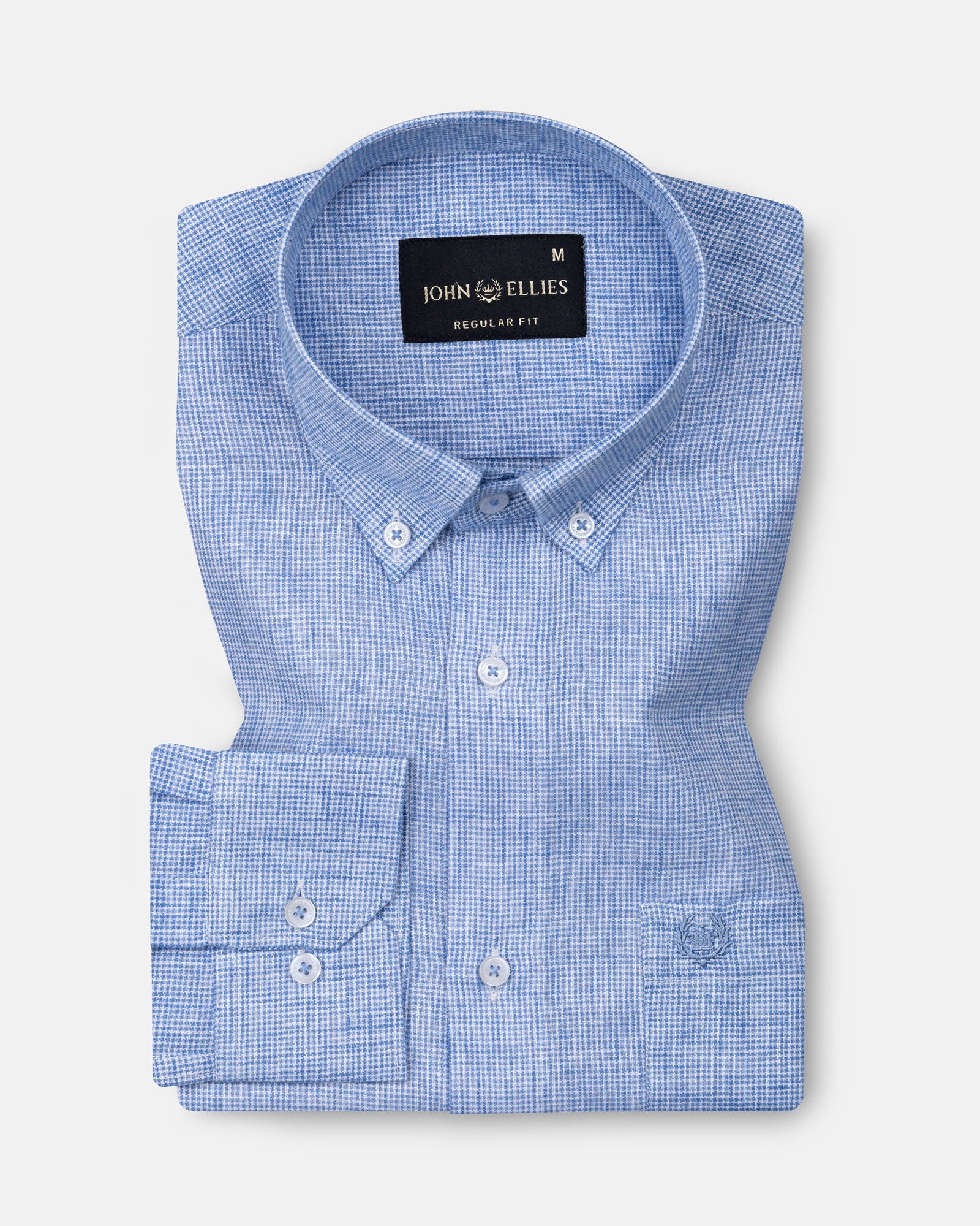 Parcore Blue Check Button Down Linen Cotton Shirt - John Ellies