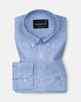 Parcore Blue Check Button Down Linen Cotton Shirt