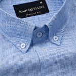 Parcore Blue Check Button Down Linen Cotton Shirt - John Ellies
