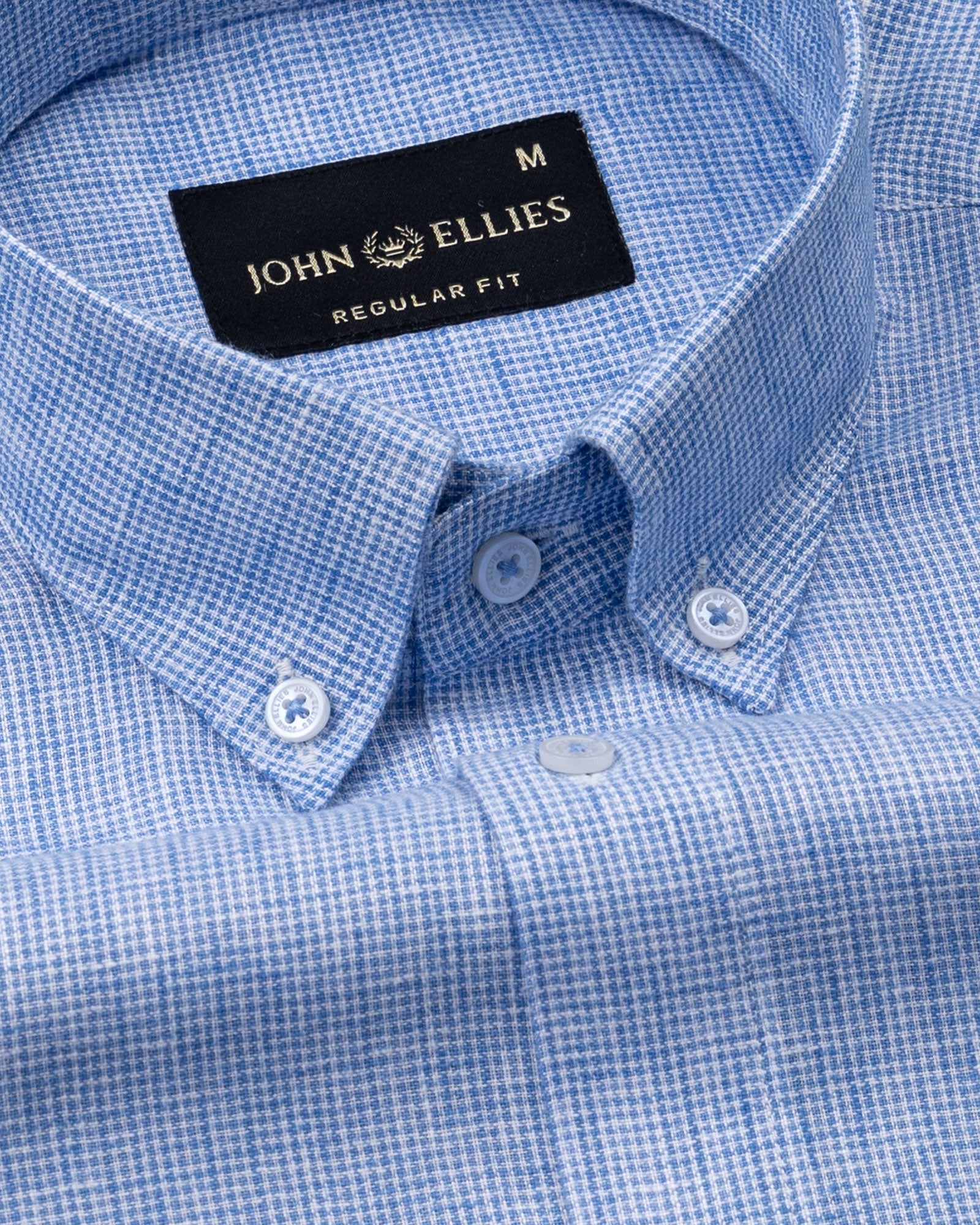 Parcore Blue Check Button Down Linen Cotton Shirt - John Ellies