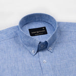 Parcore Blue Check Button Down Linen Cotton Shirt - John Ellies