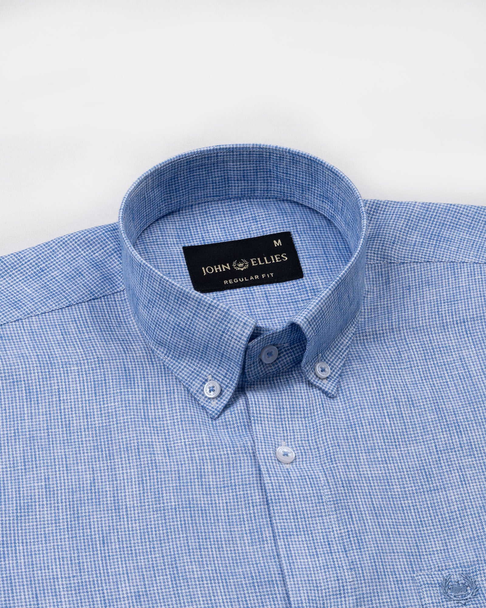 Parcore Blue Check Button Down Linen Cotton Shirt - John Ellies