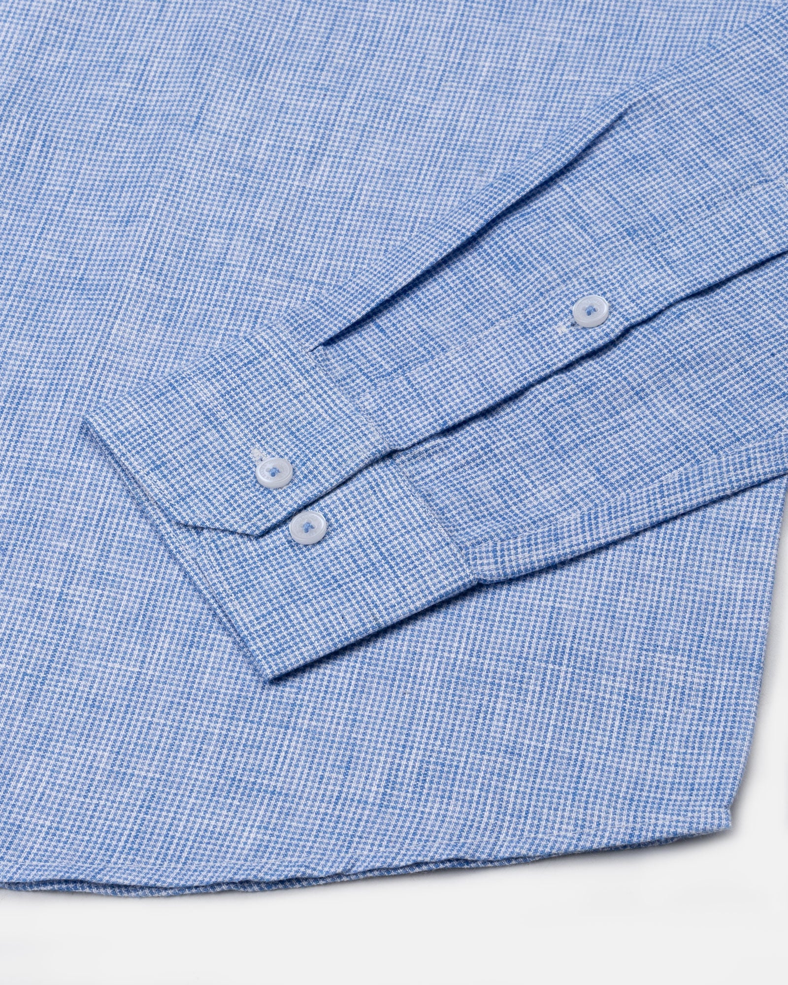 Parcore Blue Check Button Down Linen Cotton Shirt - John Ellies