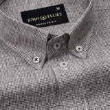 Parcore Brown Check Button Down Linen Cotton Shirt - John Ellies