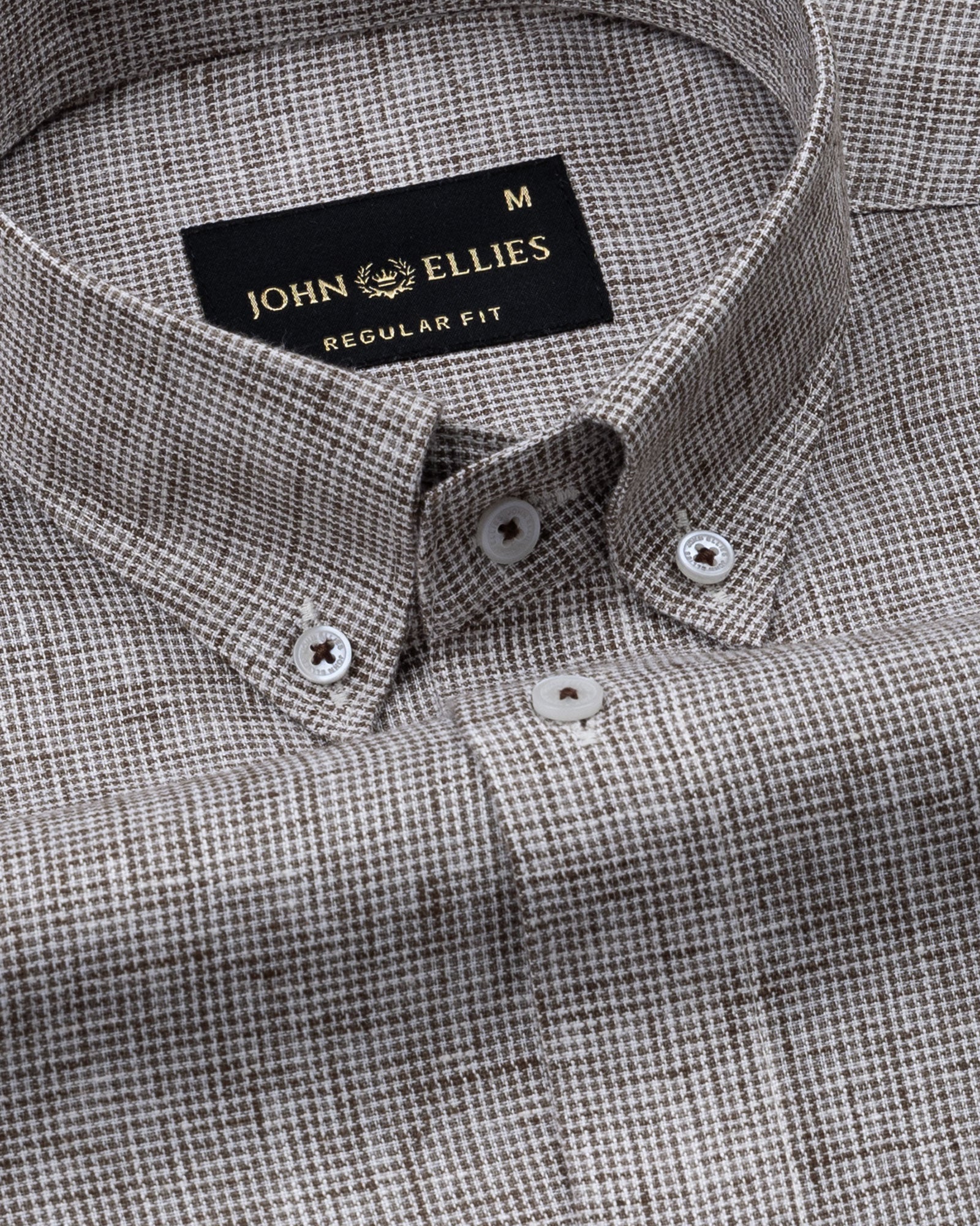 Parcore Brown Check Button Down Linen Cotton Shirt - John Ellies