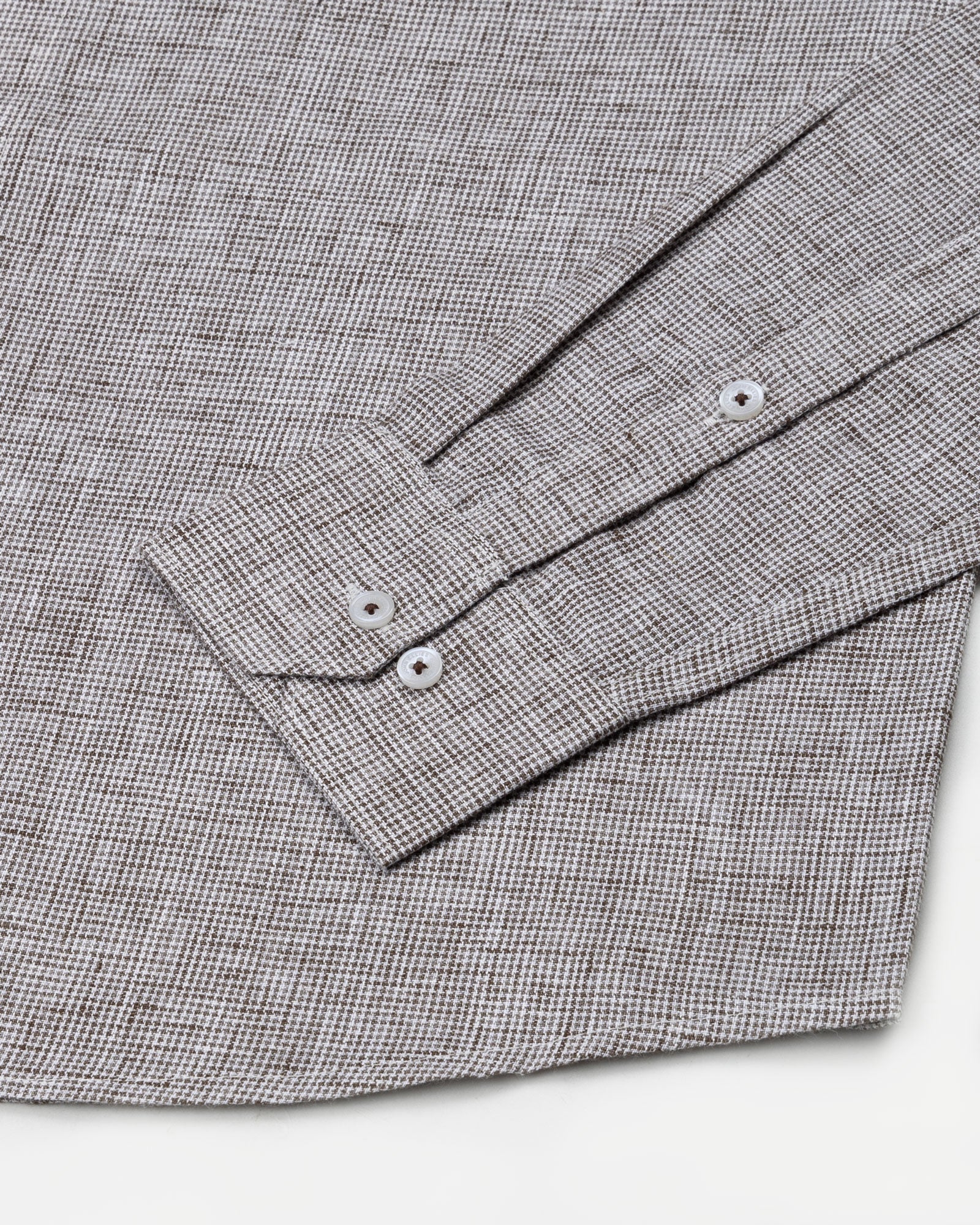 Parcore Brown Check Button Down Linen Cotton Shirt - John Ellies
