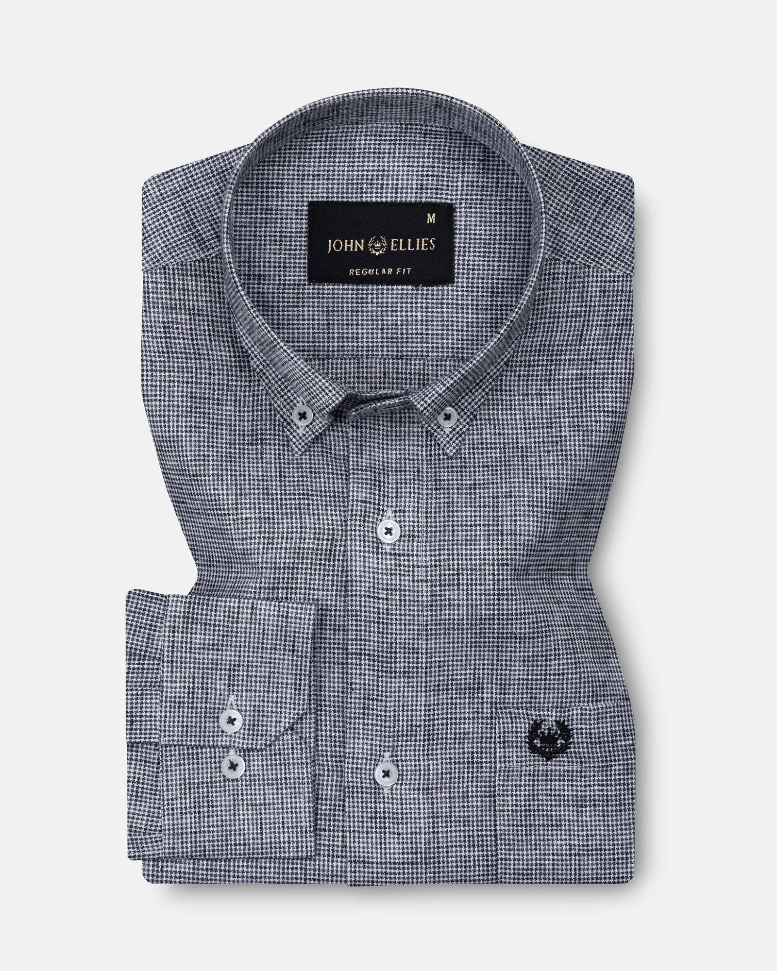 Parcore Black Check Button Down Linen Cotton Shirt - John Ellies