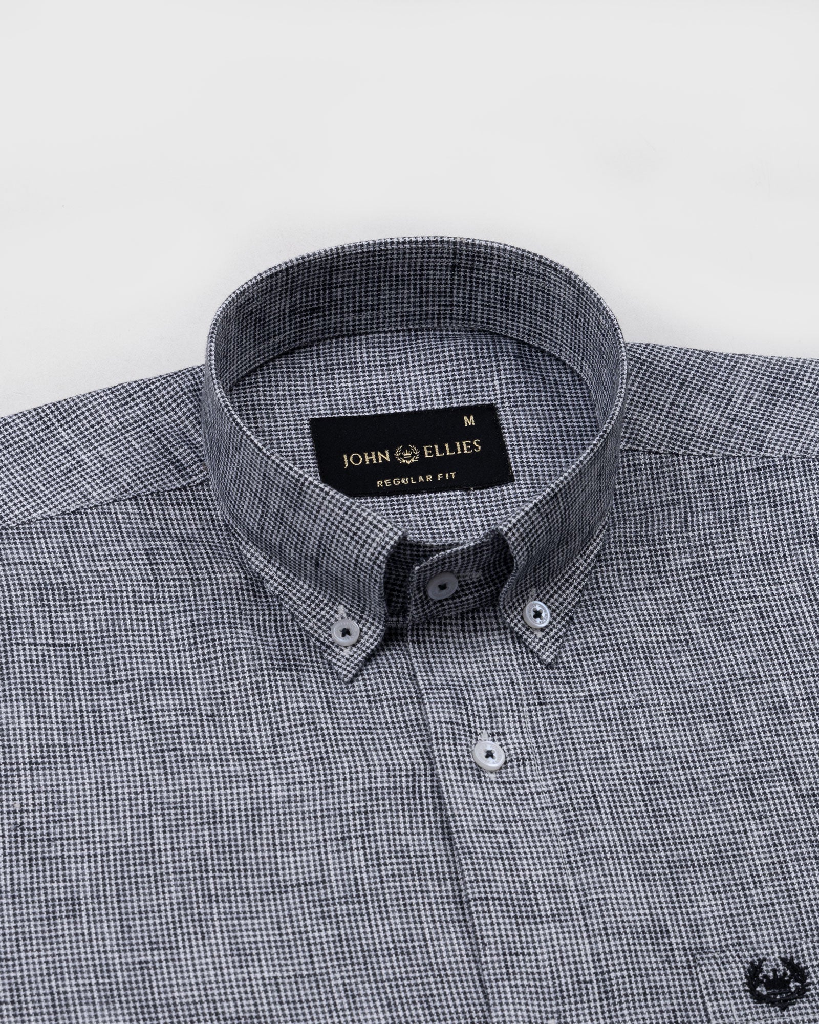 Parcore Black Check Button Down Linen Cotton Shirt - John Ellies