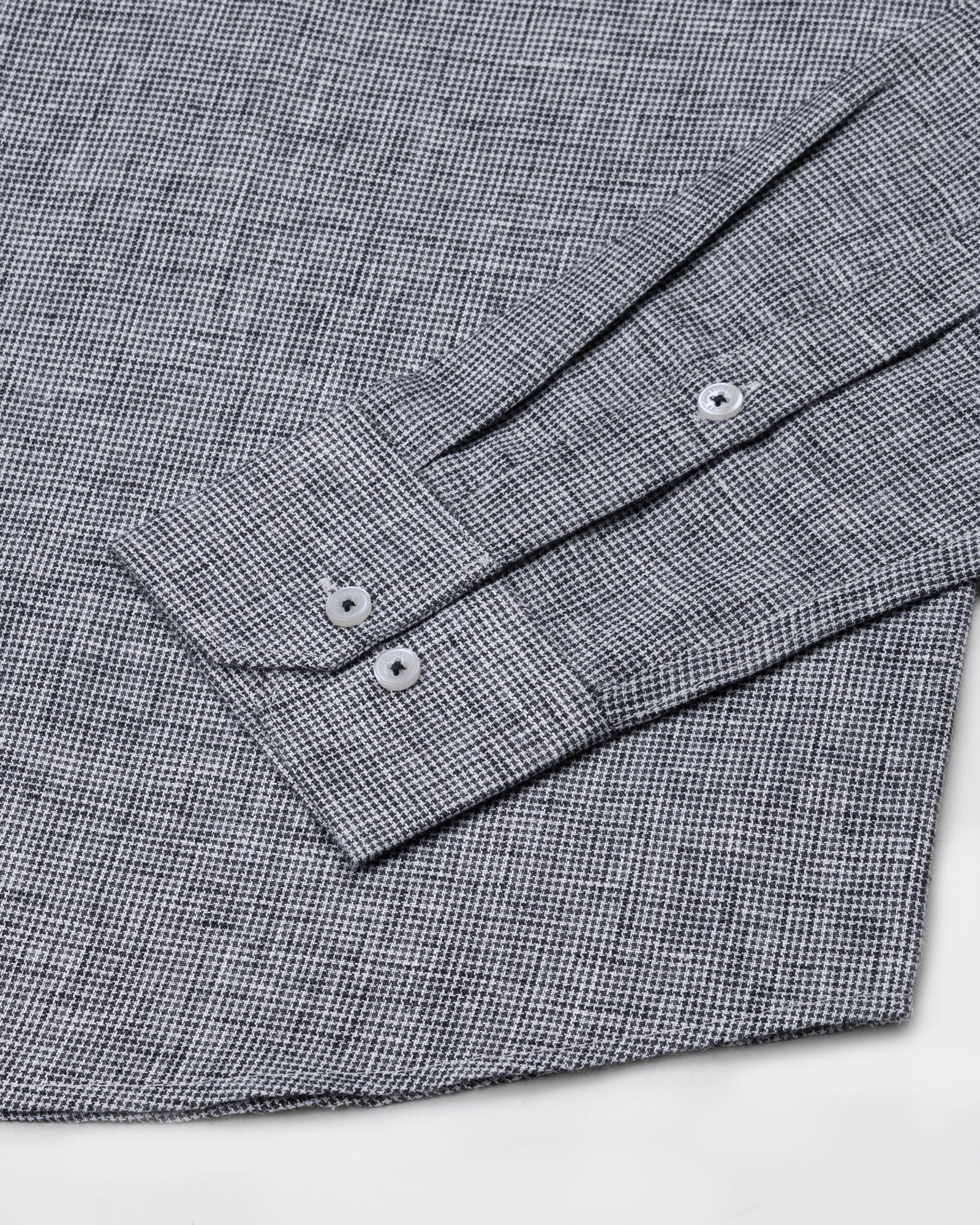 Parcore Black Check Button Down Linen Cotton Shirt - John Ellies