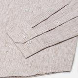 Parcore Sand Beige Stripe Button Down Linen Cotton Shirt - John Ellies