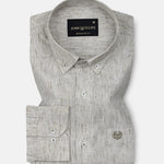Parcore Olive Stripe Button Down Linen Cotton Shirt - John Ellies