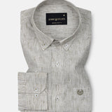 Parcore Olive Stripe Button Down Linen Cotton Shirt - John Ellies