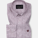 Parcore Maroon Stripe Button Down Linen Cotton Shirt - John Ellies