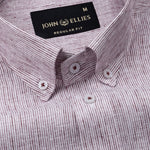 Parcore Maroon Stripe Button Down Linen Cotton Shirt - John Ellies
