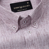 Parcore Maroon Stripe Button Down Linen Cotton Shirt - John Ellies