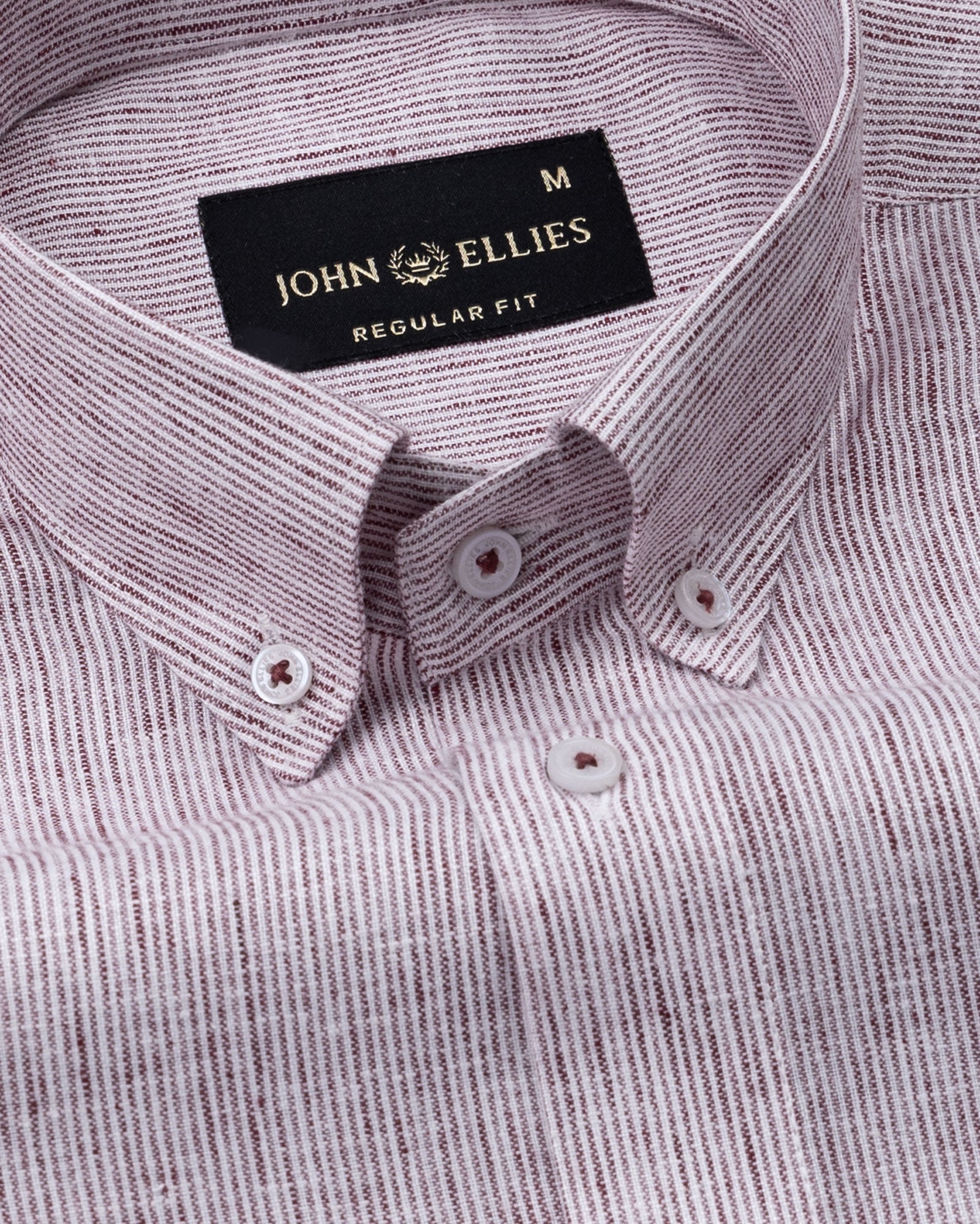 Parcore Maroon Stripe Button Down Linen Cotton Shirt - John Ellies