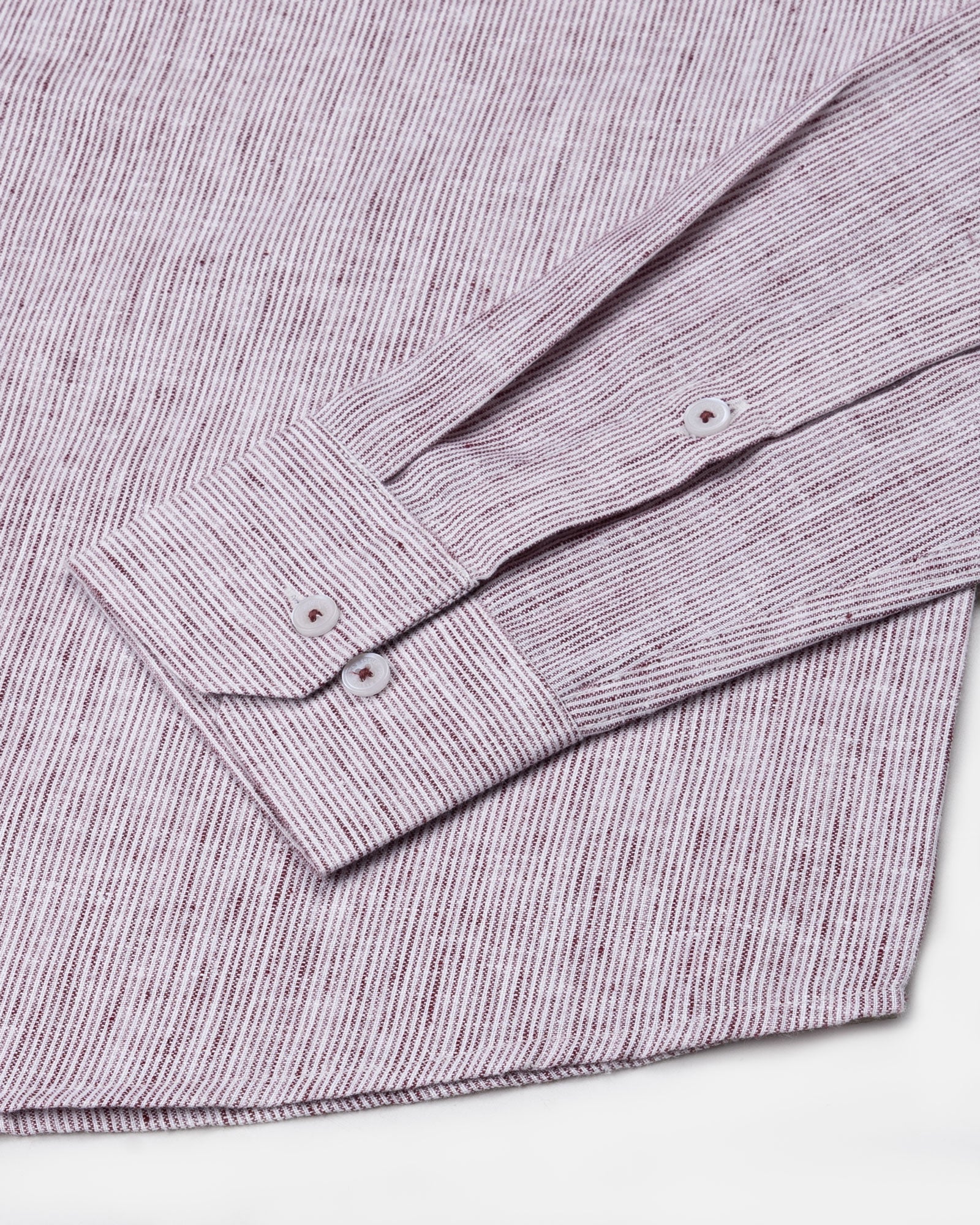 Parcore Maroon Stripe Button Down Linen Cotton Shirt - John Ellies