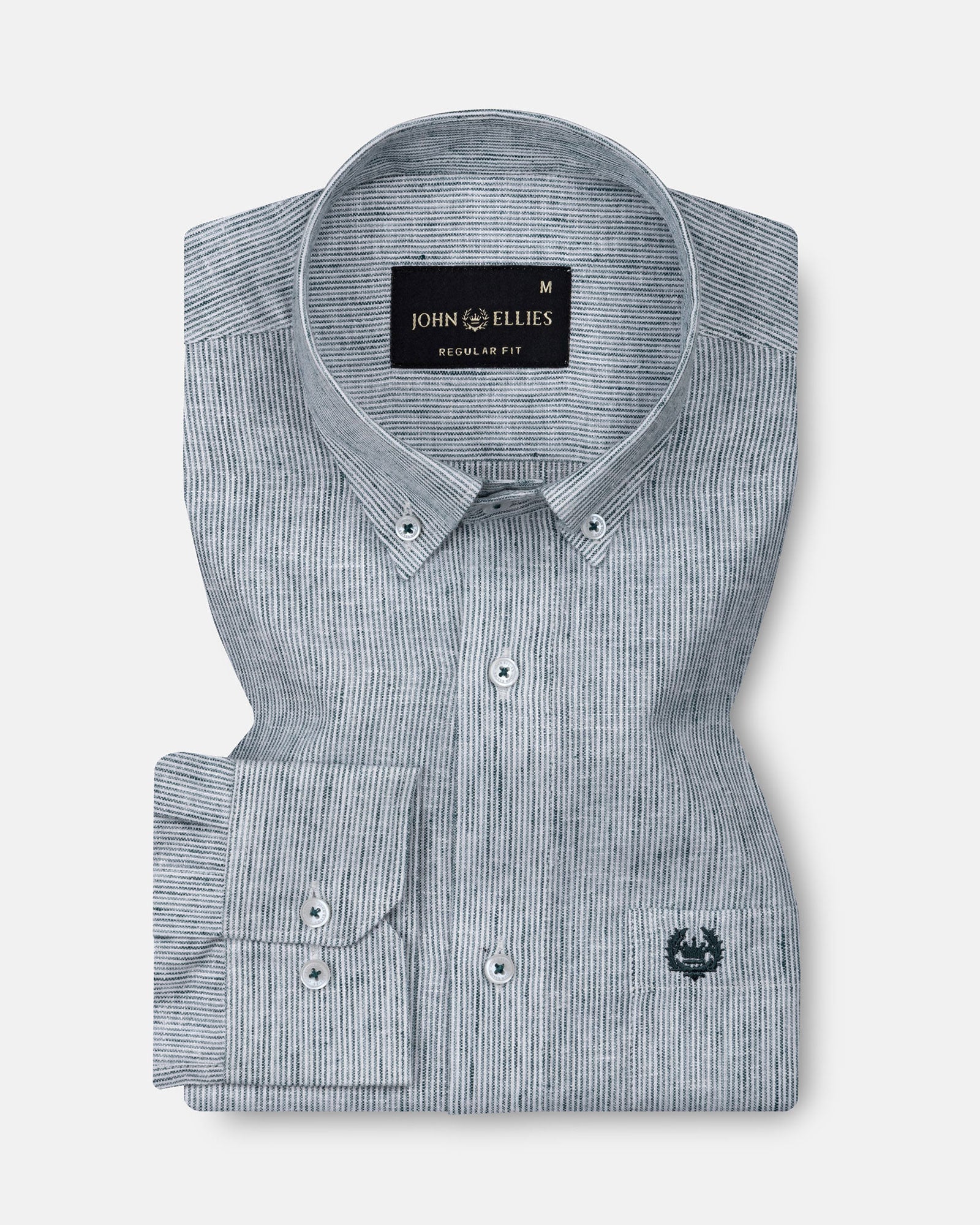 Parcore Green Stripe Button Down Linen Cotton Shirt - John Ellies