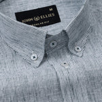 Parcore Green Stripe Button Down Linen Cotton Shirt - John Ellies