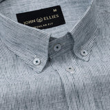 Parcore Green Stripe Button Down Linen Cotton Shirt - John Ellies