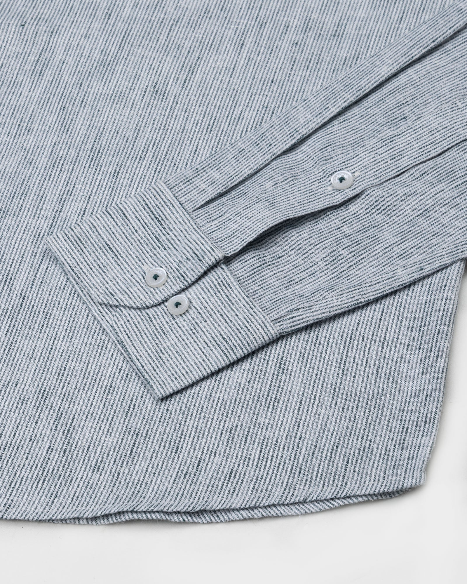 Parcore Green Stripe Button Down Linen Cotton Shirt - John Ellies