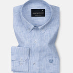 Parcore Blue Stripe Button Down Linen Cotton Shirt - John Ellies