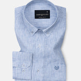 Parcore Blue Stripe Button Down Linen Cotton Shirt - John Ellies