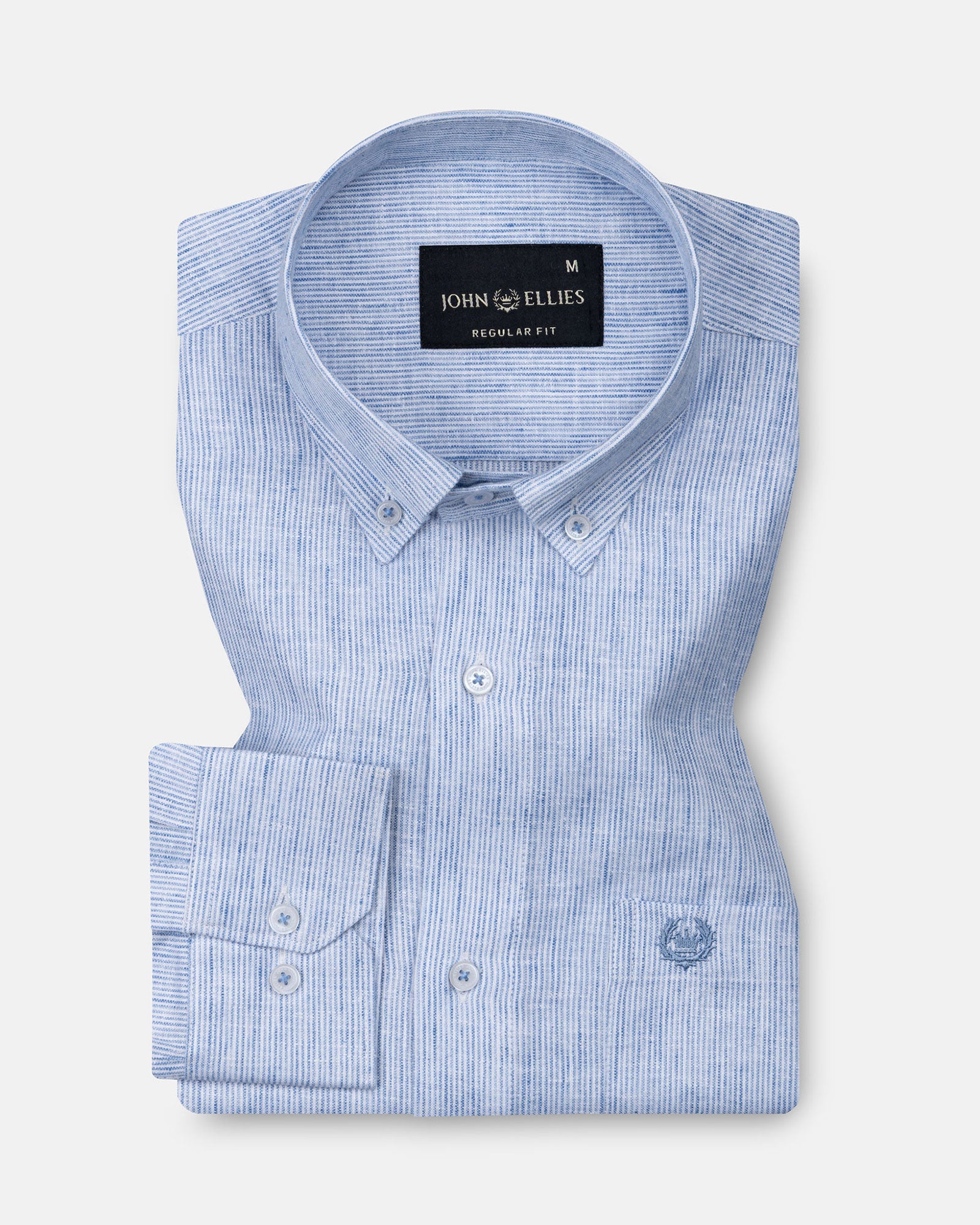Parcore Blue Stripe Button Down Linen Cotton Shirt - John Ellies