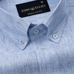 Parcore Blue Stripe Button Down Linen Cotton Shirt - John Ellies