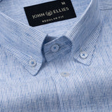 Parcore Blue Stripe Button Down Linen Cotton Shirt - John Ellies