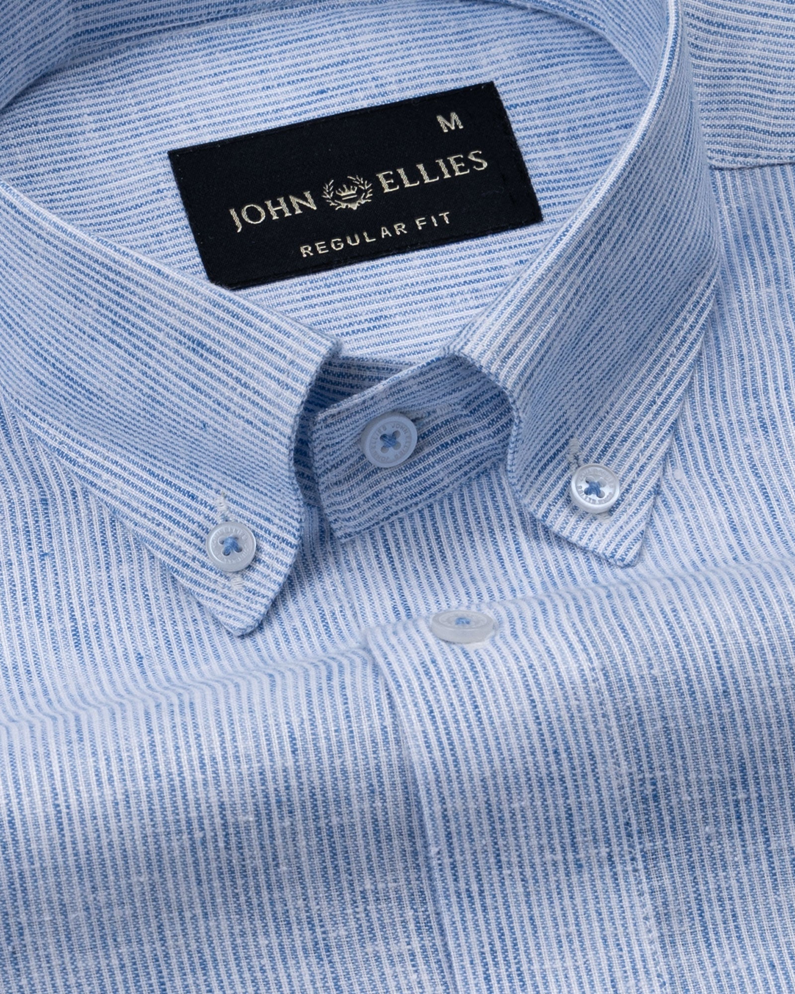 Parcore Blue Stripe Button Down Linen Cotton Shirt - John Ellies