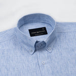 Parcore Blue Stripe Button Down Linen Cotton Shirt - John Ellies