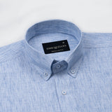 Parcore Blue Stripe Button Down Linen Cotton Shirt - John Ellies