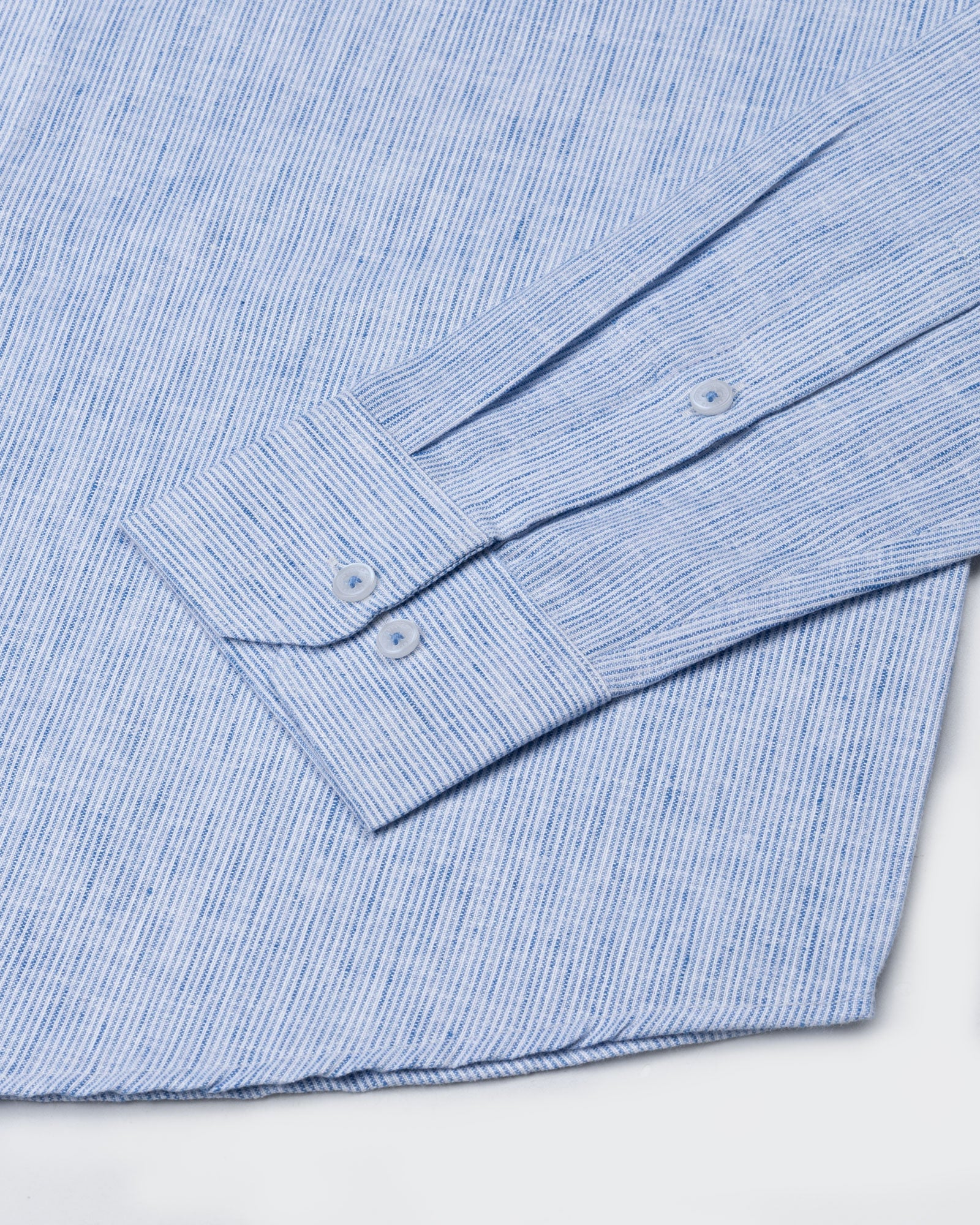 Parcore Blue Stripe Button Down Linen Cotton Shirt - John Ellies