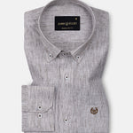 Parcore Brown Stripe Button Down Linen Cotton Shirt - John Ellies